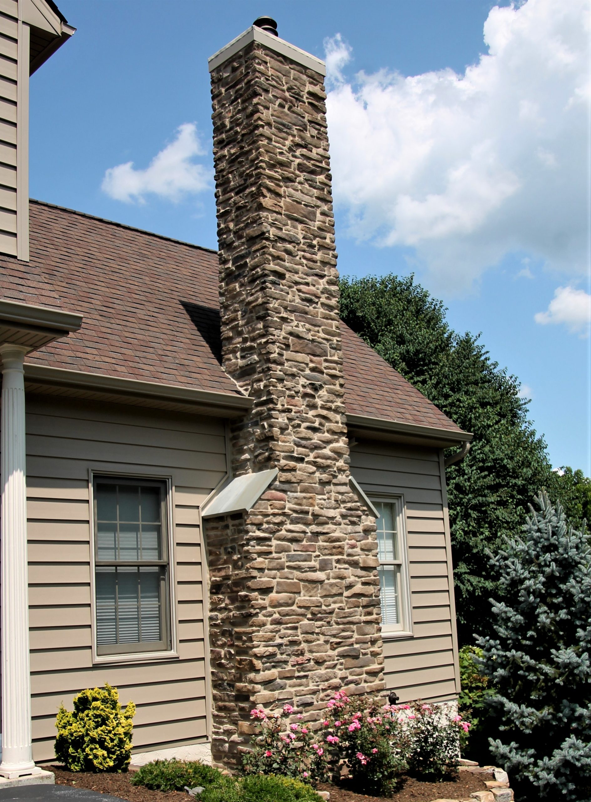 Exterior of a stone chimney