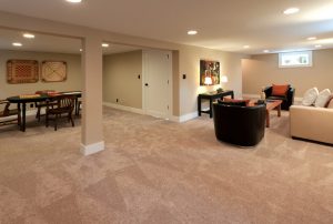 finished basement with carpeting