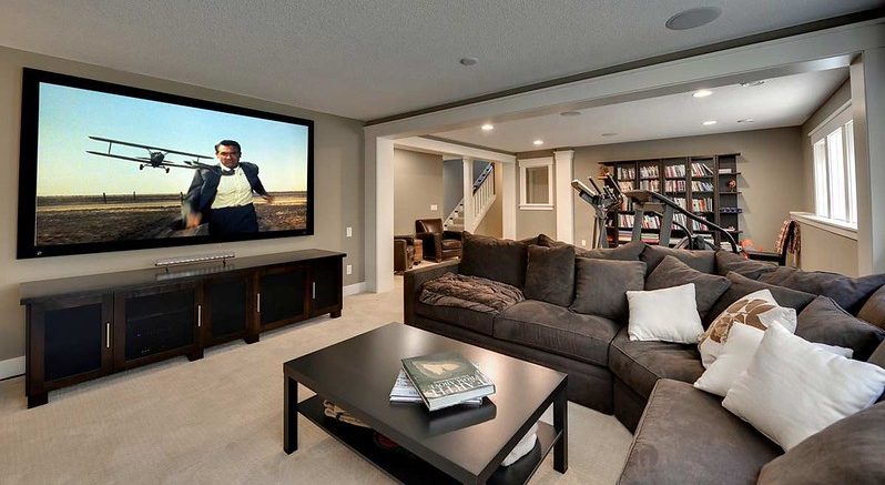 remodeled basement living room